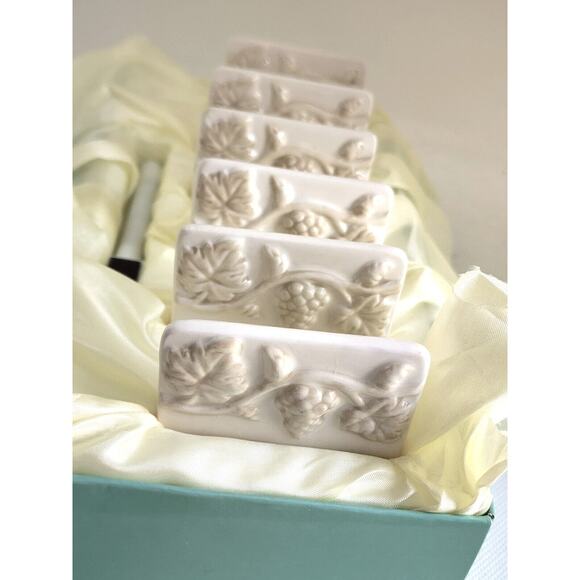 PLACETILE-Ceramic-Grape Vines-Cream-Erasable-Table Setting-Name Plates-Set of 6 - Picture 10 of 14